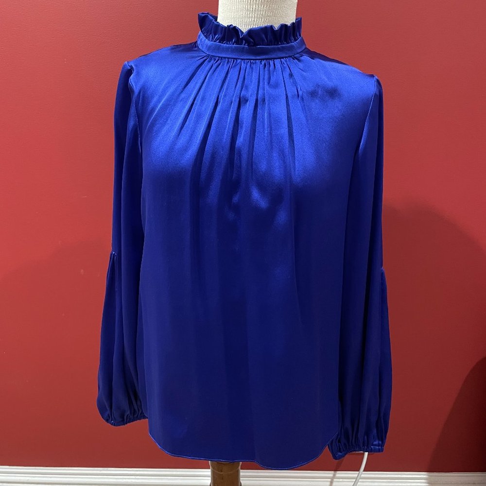 Alice & Trixie Ruffle Sleeve and Collar Blouse in Cobalt Blue Size M (NWT)